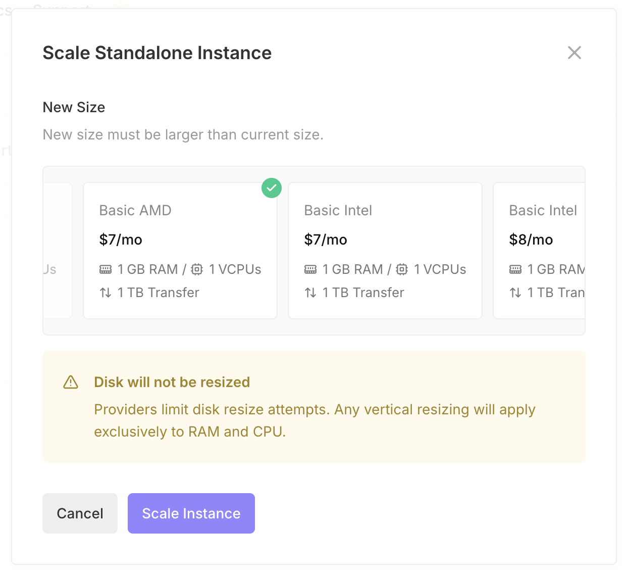 Scale Standalone Instance